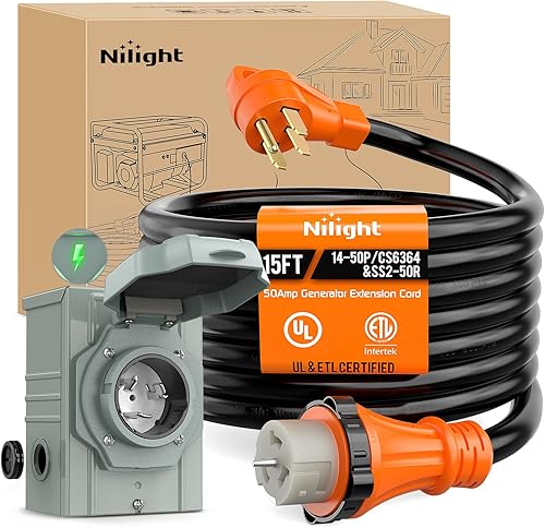 Miniatura 10 de Nilight Cable de extensión para secadora EV de 50 pies, 4 puntas, 30 amperios, NEMA 14-30P, 14-30R, cable de extensión de secadora antiguo, calibre