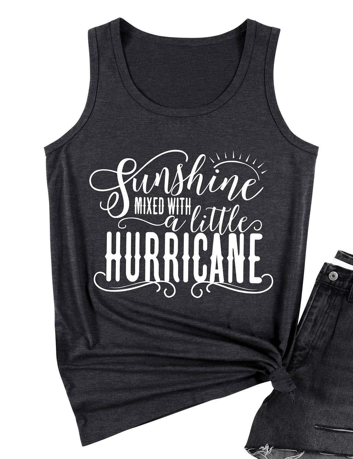 NlifeWomen Sunshine Mixed with a Little Hurricane Print Vest Casual Tank Tops