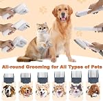 Dog Grooming Vacuum Kit & Pet Clipper Grooming 6 in 1 Dog Shedding Brush Vacuum for Pet Grooming Suction 99% Pet Hair with 6 Proven Hair Clipper Combs
