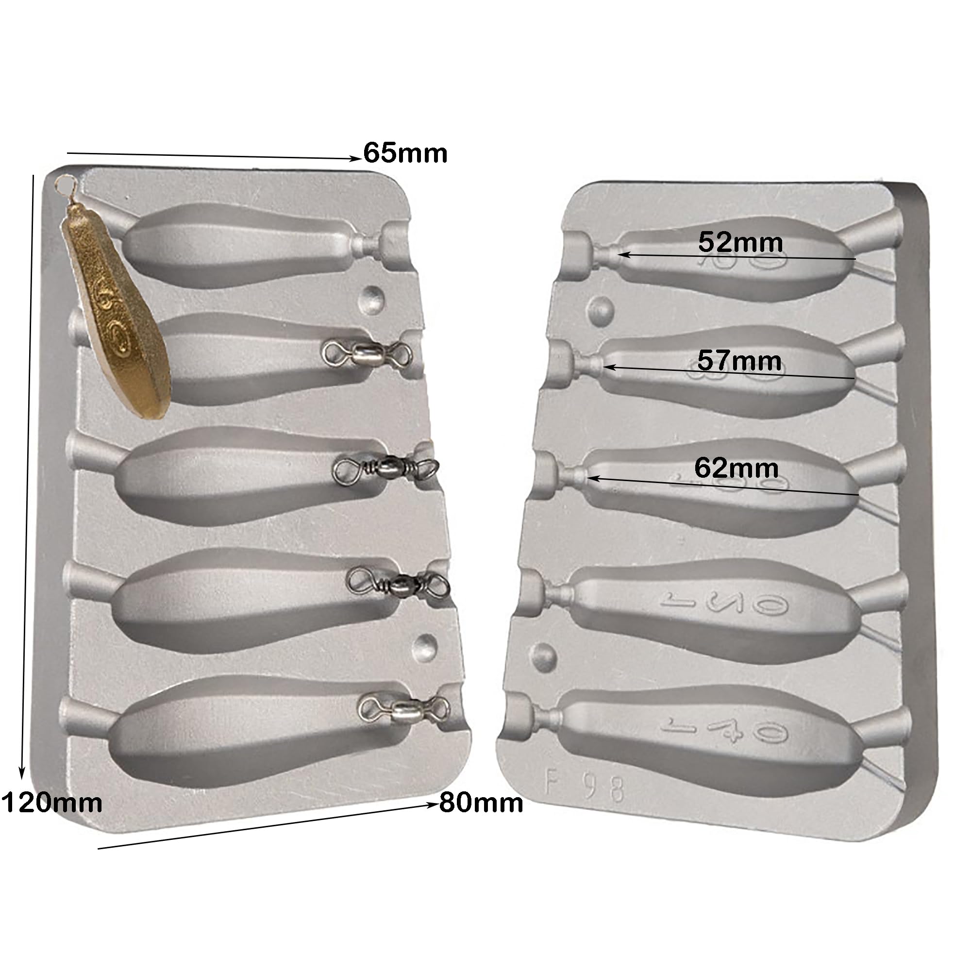 Esagonale Pesca Sinker Mold 60-80-100-120-140g /Carpa, Mare, Pesca Fiume