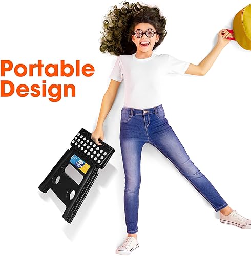 Miniatura 7 de Korpai Taburete plegable de 13" para adultos y niños con capacidad para hasta 300 lb, antideslizante con mango portátil, de plástico compacto para