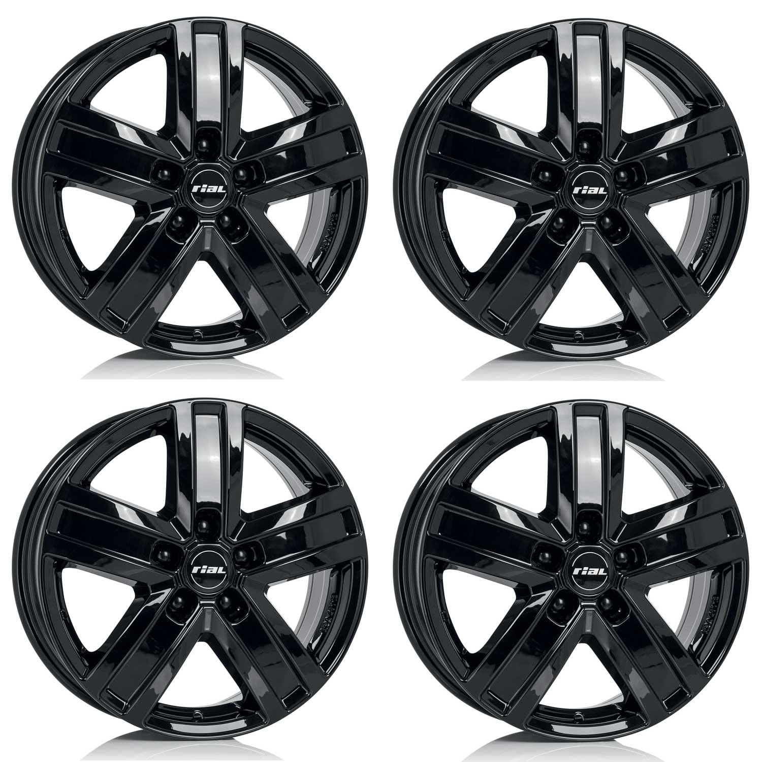 4x Cerchi Rial Transporter 6.5Jx16 ET60 5x160 diamant-schwarz compatibile con FORD Transit
