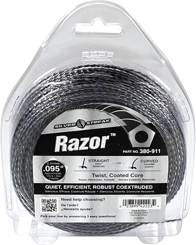 Stens 380-911 Silver Streak Razor Trimmer Line.095 1/2 lb. Donut, ea, 1 | OEM replacement, for outdoor power equipment, 115' Approximate Length, Color Gray, 0.095 in Diameter, Shape Twist, 380-911