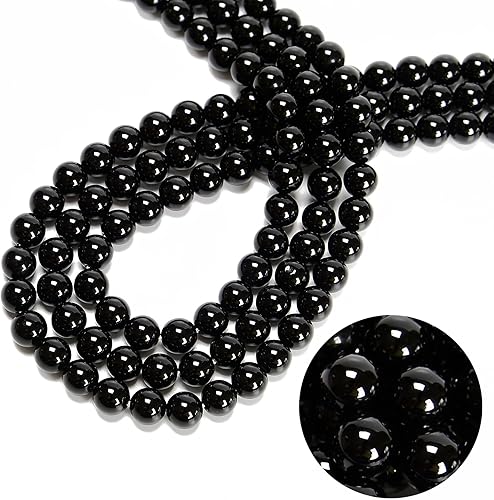 96 cuentas de piedra natural de ágata de ónix negro de 0.315 pulgadas (2 unidades) - Piedras preciosas redondas auténticas sueltas para hacer