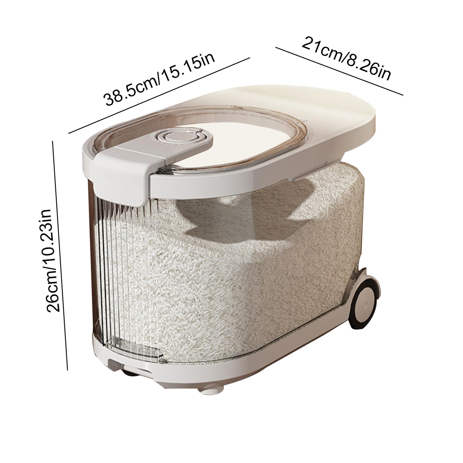 Dispenser di riso | Dispenser trasparente per cereali con coperchi e ruote, contenitore ermetico per cibo per cani, scatola per condimenti per cucina e casa | contenitore ermetico per cibo per cani, scatola per condimenti per cucina e casa