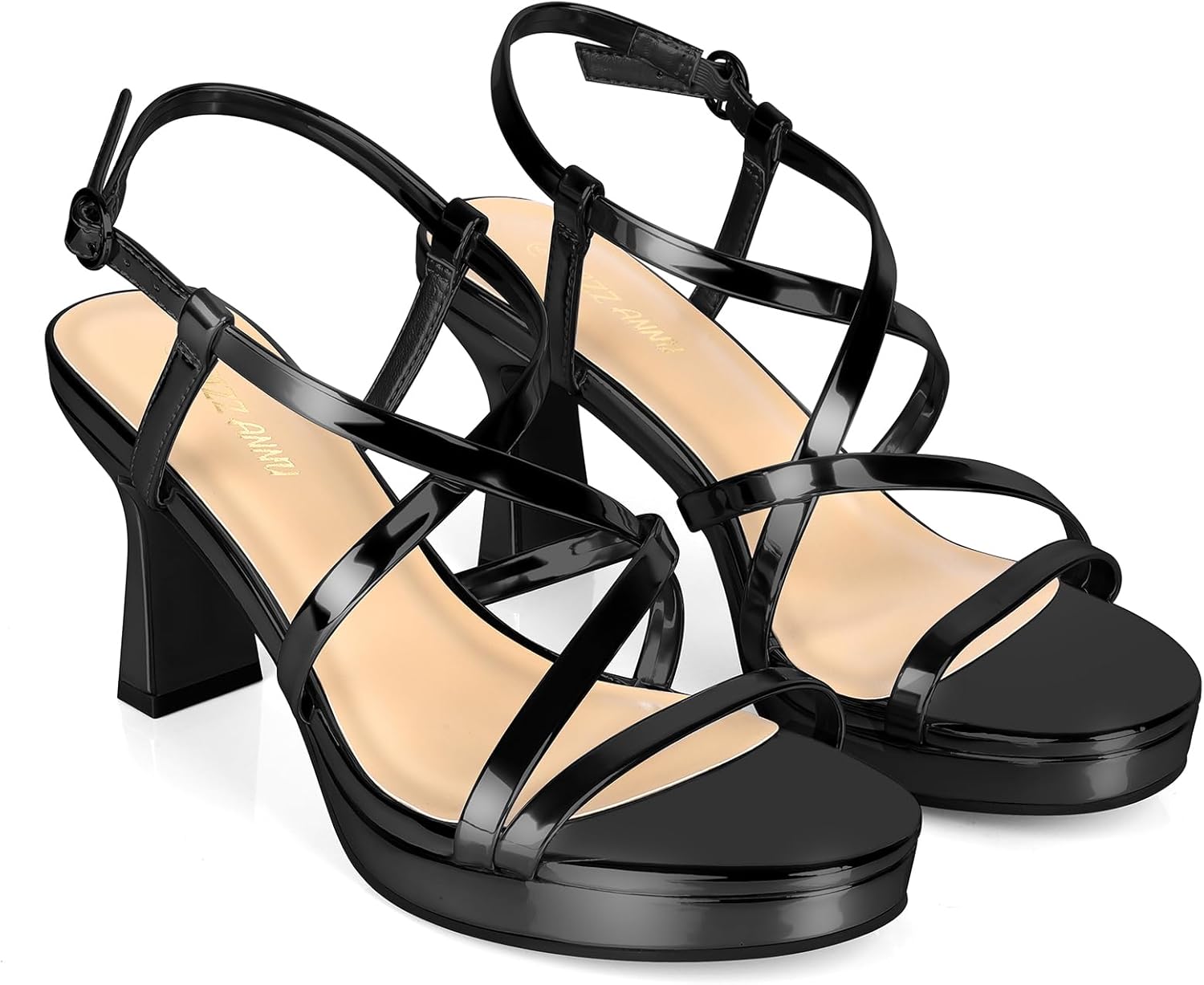 PIZZ ANNU Women's Vela Platform Heels Sandals Chunky Block Comfort Strappy Slingback Open Toe Heeled Sandals with Buckle Ankle Strap for Wedding Party Dress Pump Shoes - Image 4