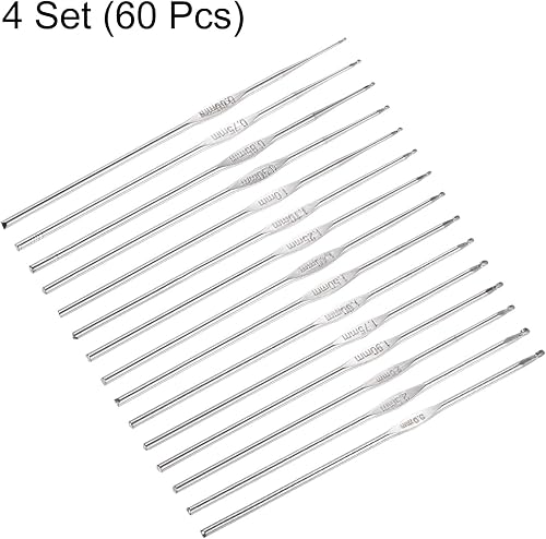 Miniatura 3 de uxcell Juego de ganchos de ganchillo de acero inoxidable, agujas de tejer de 0.024 in-0.118 in para hilo de manualidades de bricolaje, 30 unidades