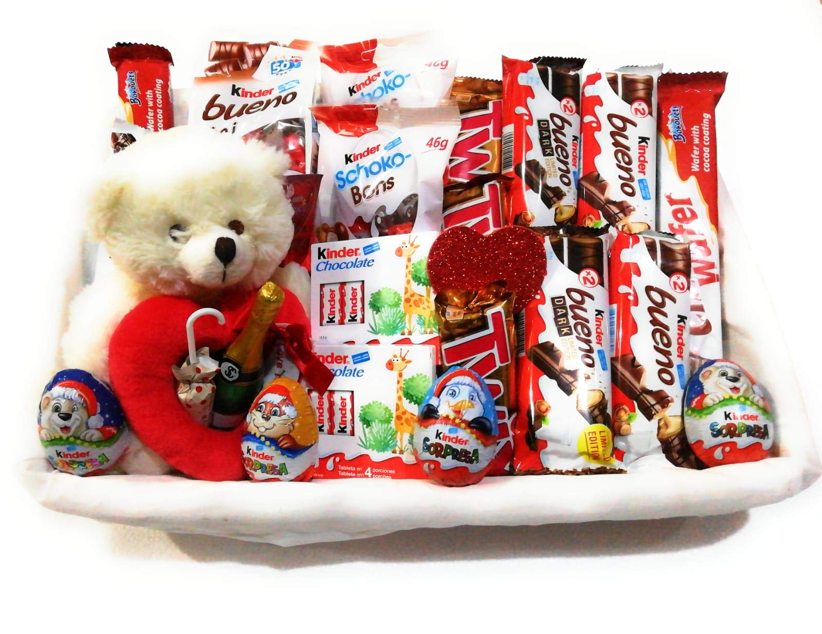 cesta de chocolates peluche san valentin