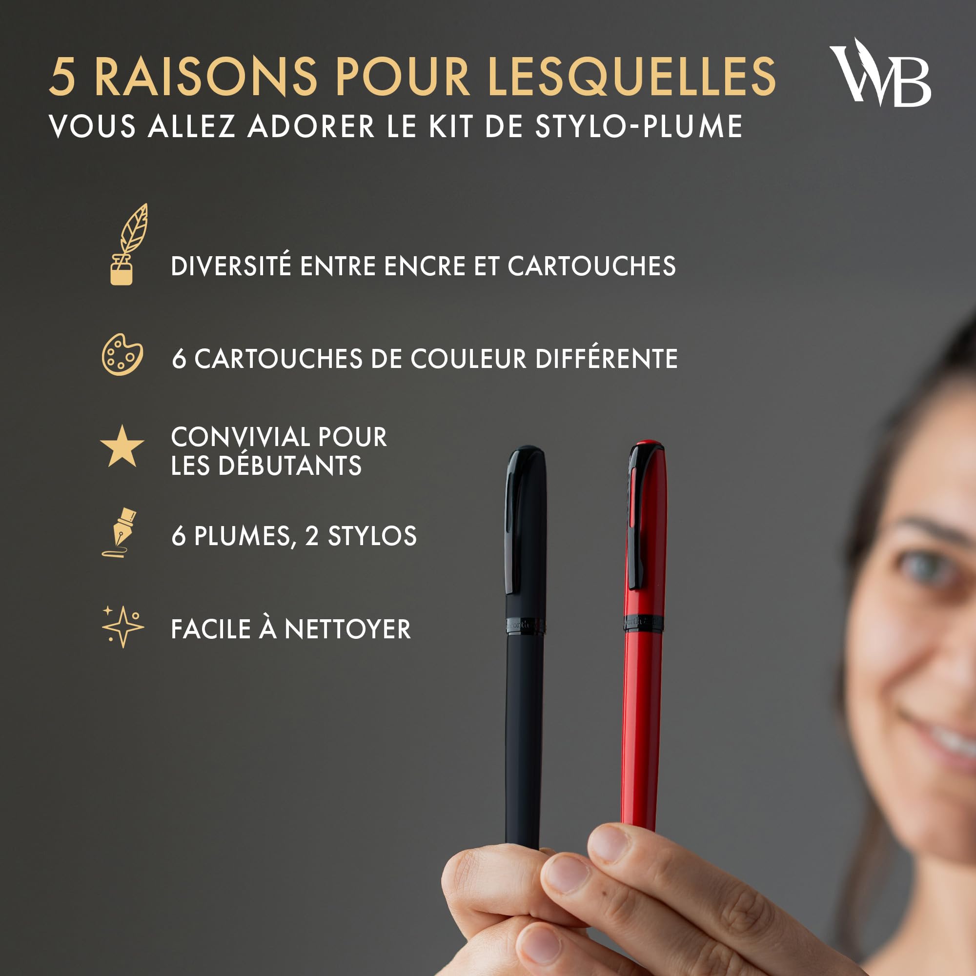 Wordsworth & Black Coffret stylo-plume, kit de calligraphie, noir