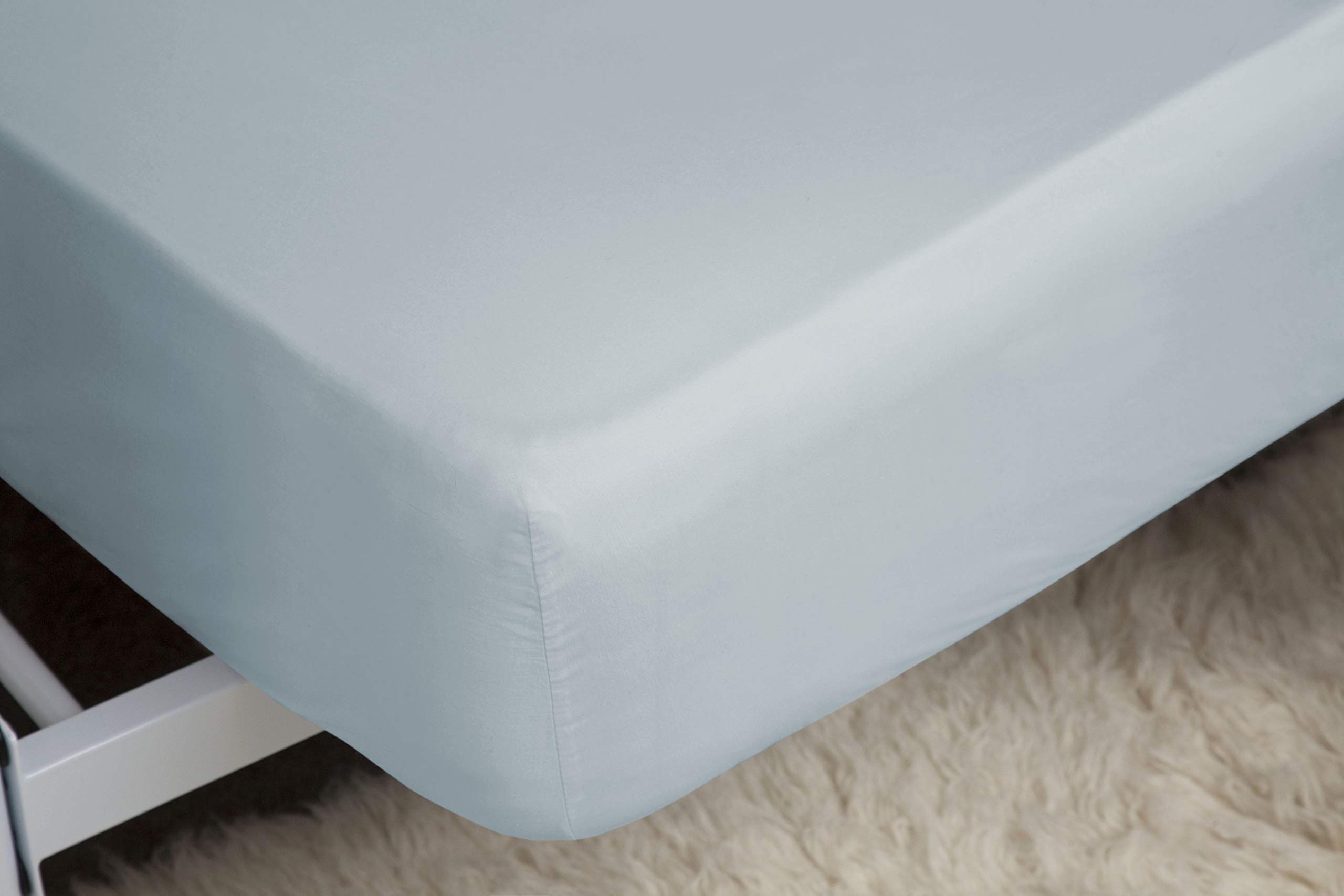Belledorm Duck Egg Egyptian Cotton Fitted Sheet + Housewife Pillowcase Bundle Set, 400 Thread Count Percale (, Double)