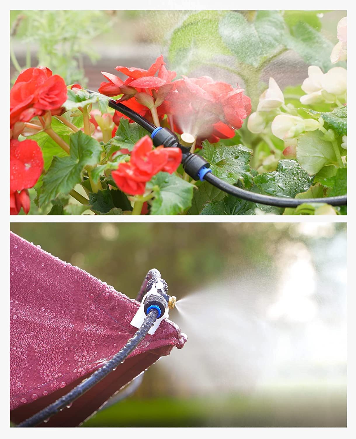 Buses D’Irrigation Kit 12Pcs Buses de Brumisation en Laiton +12siège de Pulvérisation,Système de Brumisateur Extérieur,Arroseurs D'atomisation pour l'Irrigation de l'Arrosage des Jardins,Bleu