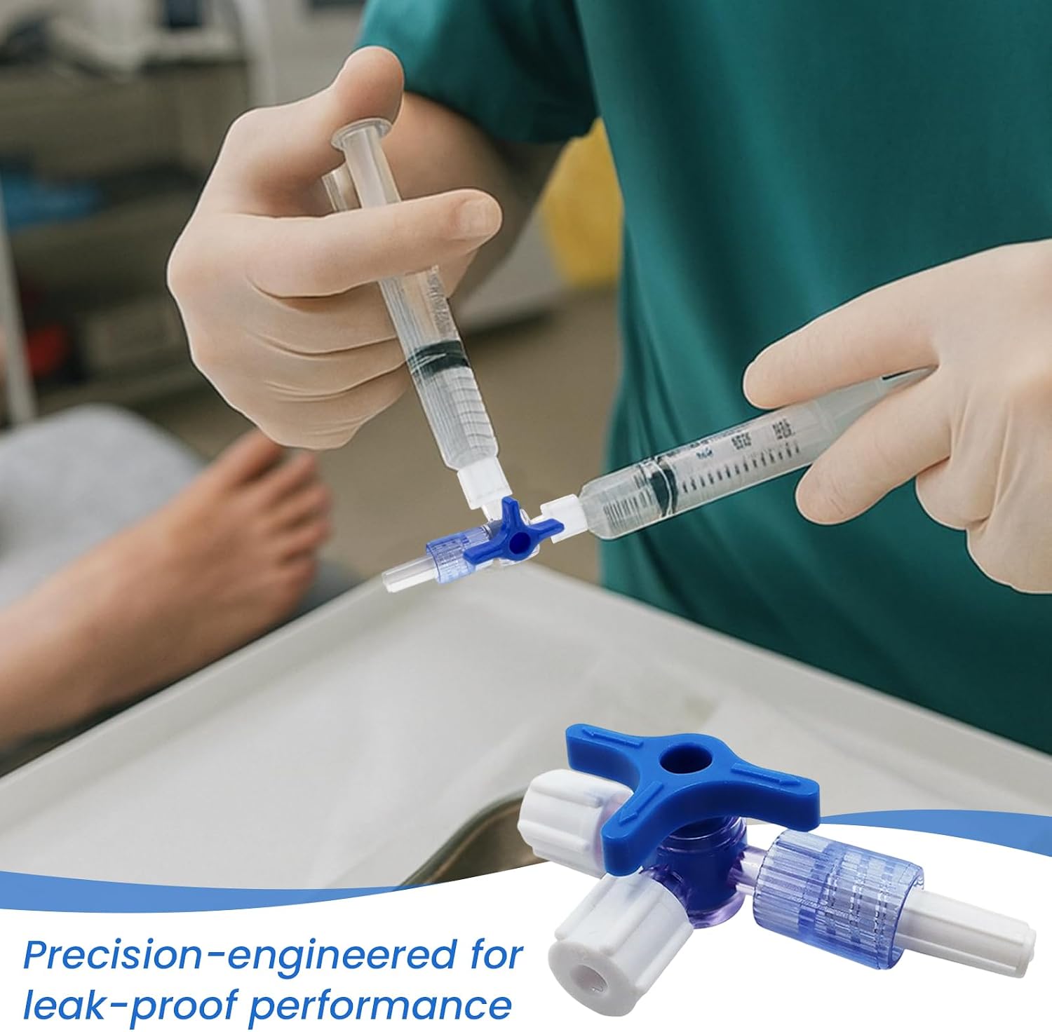 3-Way Luer Stopcock with Male Luer Lock, Disposable Stopcock Valve for Fluid Control and Tubing Systems, Clear Rotating Connector, Laboratory and Research Use, Pack of 100