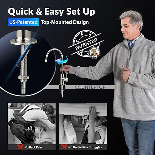 Miniatura 10 de iSpring RO5004F Reverse Osmosis Water Filter with UV, SGS Tested PFAS and TDS Reduction, 500 GPD RO System Under Sink, 2:1 Pure to Drain, Tankless