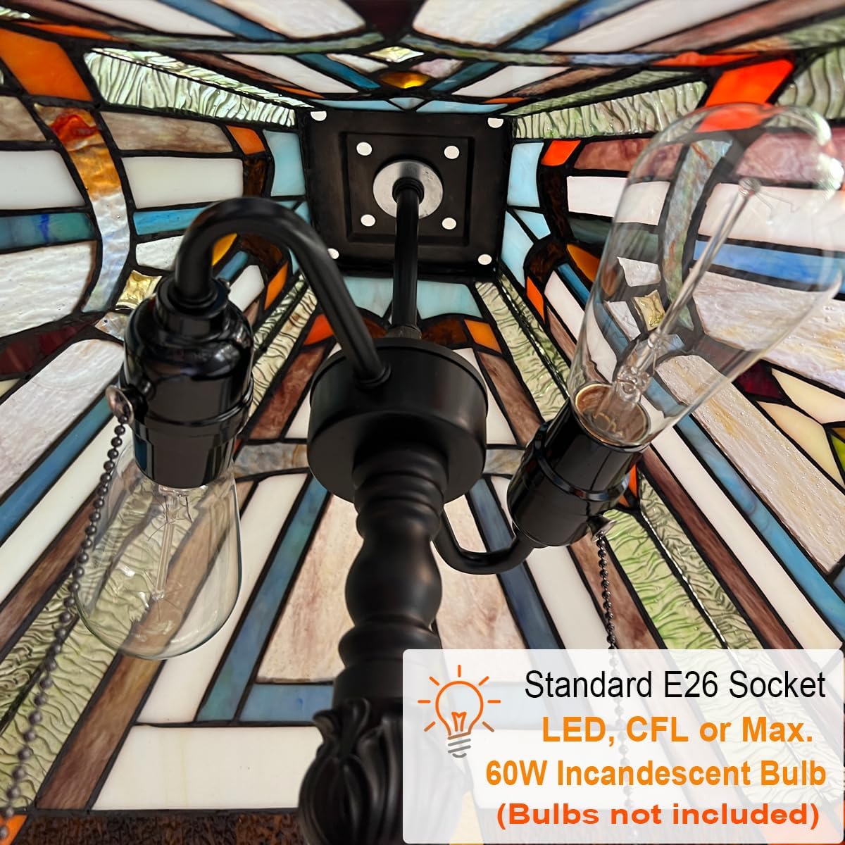 Tiffany Floor Lamp for Living Room,Antique Style Tall Standing Lamp,Mission Stained Glass Lamp Shade,Pole Light for Bedroom Office