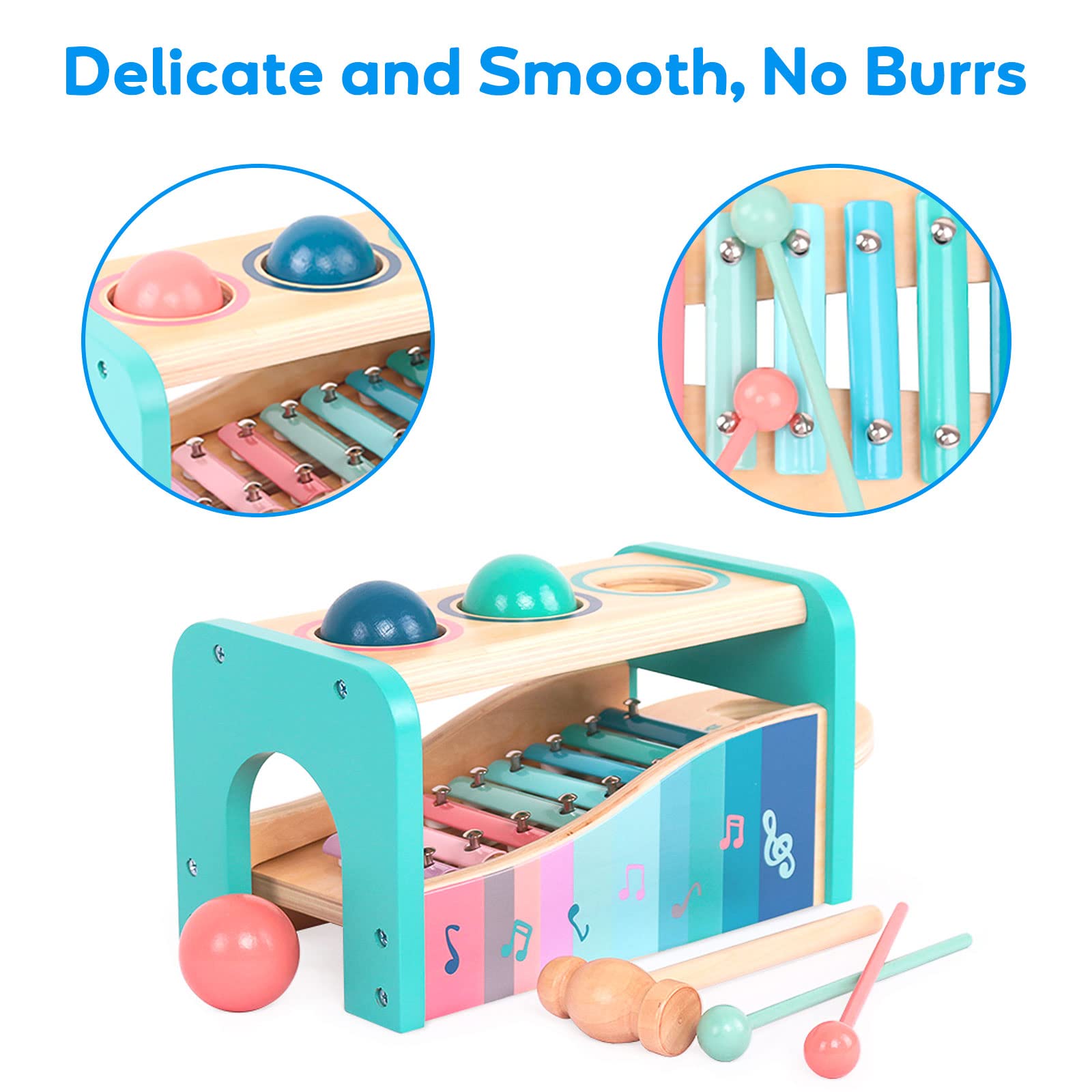 Jouets de Banc Martelant avec Xylophone Bebe Coulissant des Jouets Colorés de Xylophone,des Jouets d'apprentissage pour l'éducation précoce Montessori,Cadeaux d'anniversaire pour 1 2 3 ans et plus