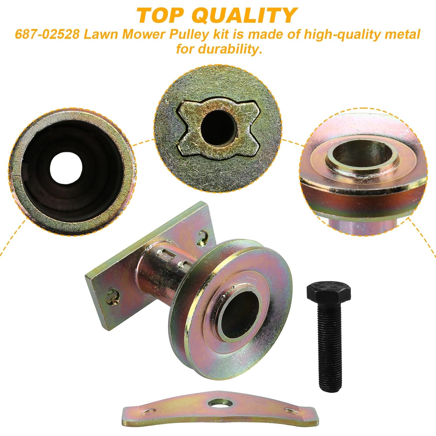 QQZ Lawn Mower Blade Adapter 687-02528 for MTD Yard-Man Troy-Bilt TB230 240 260 280, with Pulley, Bolt, Blade Washer