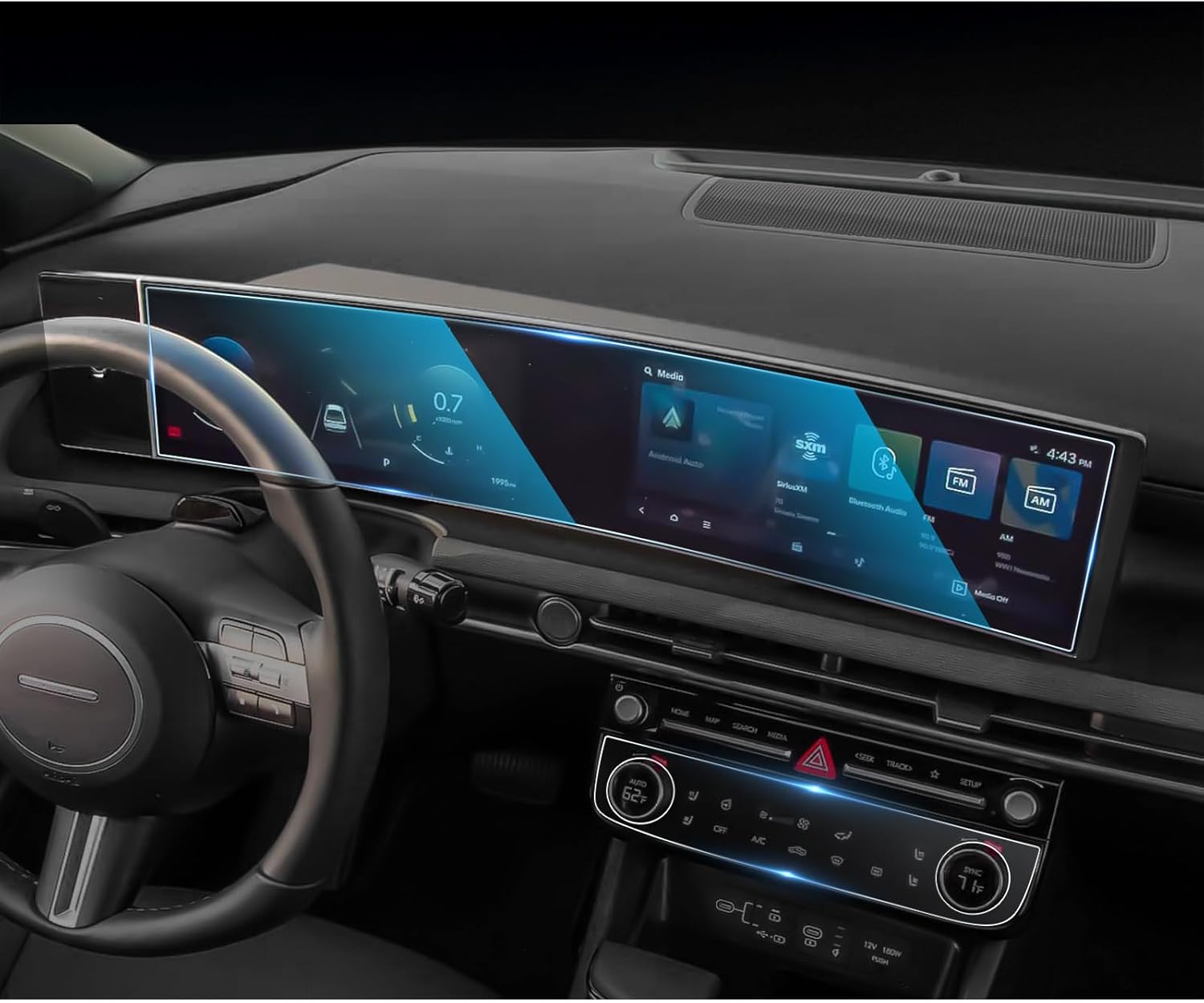 CDEFG For 2025 2026 Hyundai Tucson Screen Protector - 12.3 Inch All-in-One 9H HD Tempered Glass & AC - Tucson (SE, SEL, SEL Convenience, XRT, Limited) Touchscreen Accessories Tucson Touchscreen & AC Tempered Glass 2025+