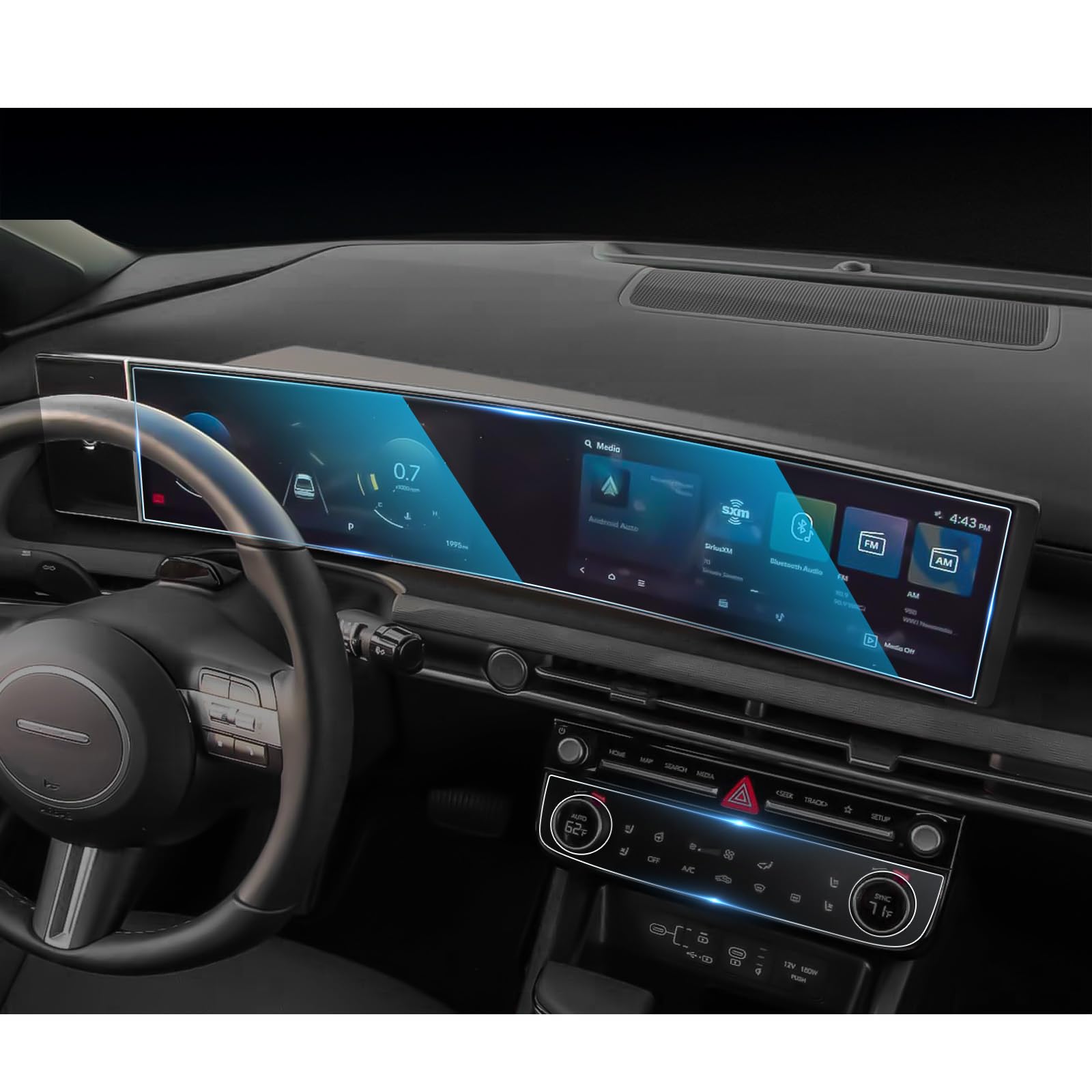 CDEFG For 2025 2026 Hyundai Tucson Screen Protector - 12.3 Inch All-in-One 9H HD Tempered Glass & AC - Tucson (SE, SEL, SEL Convenience, XRT, Limited) Touchscreen Accessories Tucson Touchscreen & AC Tempered Glass 2025+