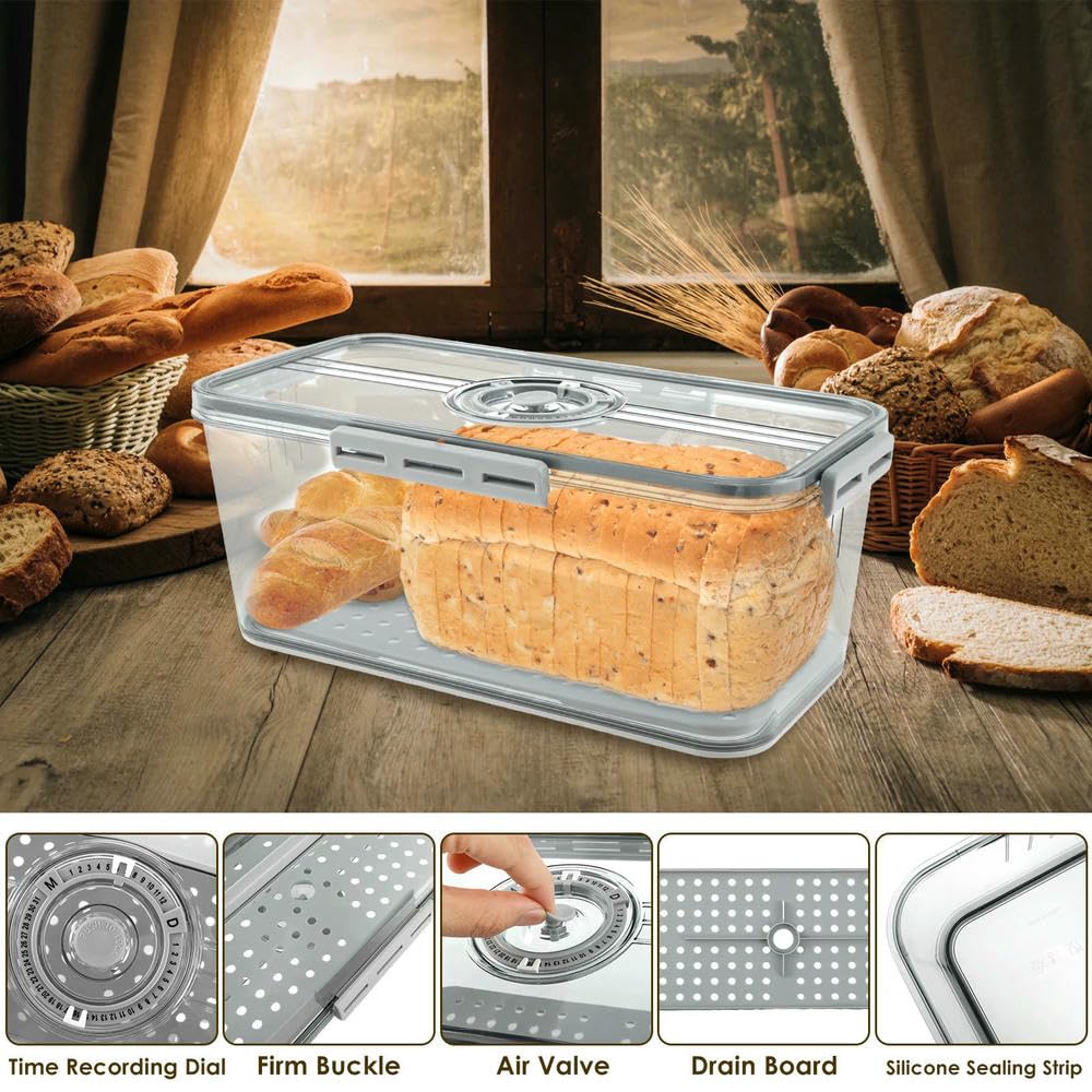 Brot Lebensmittel Aufbewahrungsbox Versiegelte Frischhaltedose Große Kapazität Lebensmittel Dispenser Transparent Aufbewahrungsbox Küche Aufbewahrungsbox