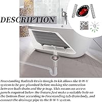 Vista 5 de ITD35 Kit de drenaje de bañera independiente compatible con bañeras independientes y bañeras estándar. Se adapta a todos los tipos de desagües