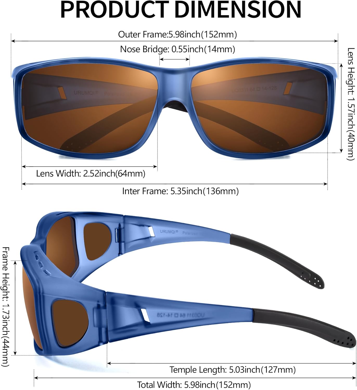 URUMQI Polarized Sunglasses Fit Over Glasses for Men Women, Wrap-around Driving Sunglasses 100% UV Protection - Image 3