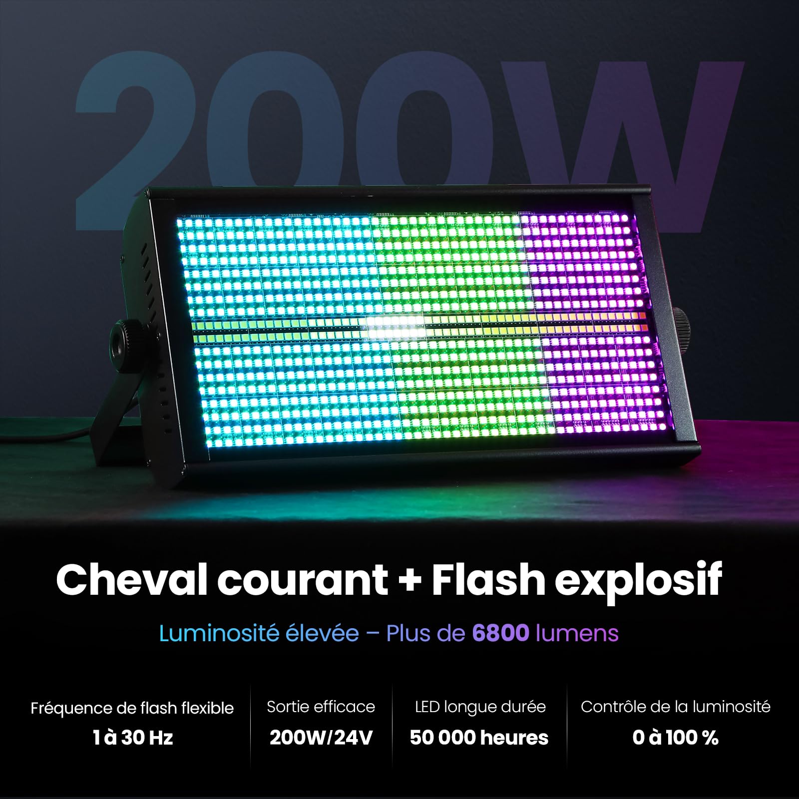 BETOPPER 260W LED Matricielle Lumières Stroboscope RGBW 4-en-1 Jeu de Lumiere Stroboscope Lavage et Mouvement Lumiere Soiree pour DJ Bar Fête (1PCS)