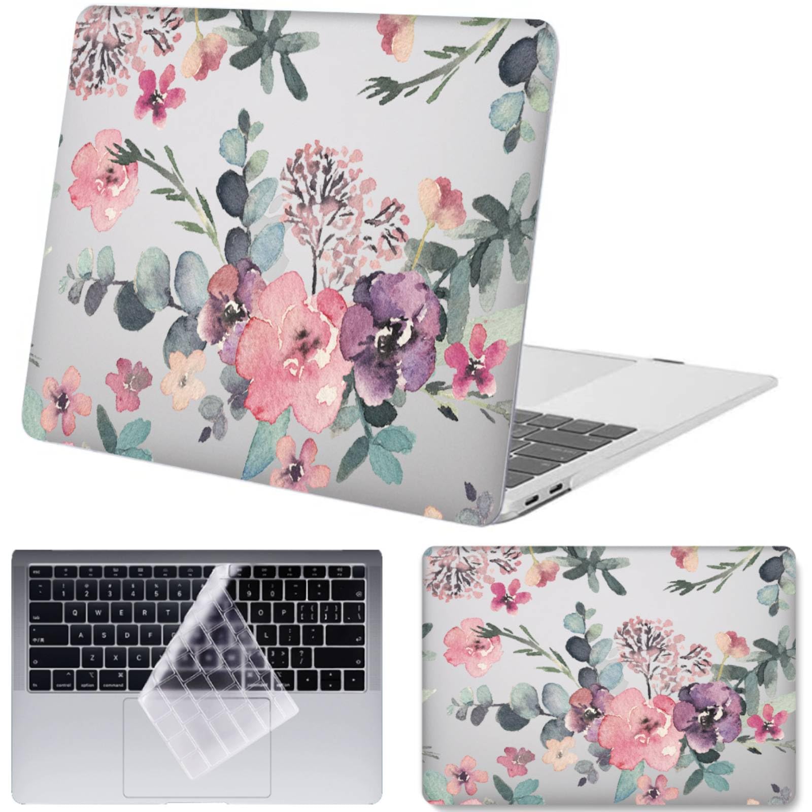 Carcasa MacBook Pro 14 de plástico rígido duradero con estampado botánico lila 8
