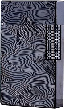 High-Grade Brass Kerosene Lighter, Hand-Carved Lighter, Side-Slide Ignition, Crisp Piano Sound, Business Gift, Gift for Mens Father Kerosene not IncludedBlack