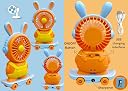 Spiaty Cute Skateboard USB Rechargeable Handheld Mini Fan Outdoor Portable Small Electric Fan, Orange gallery image