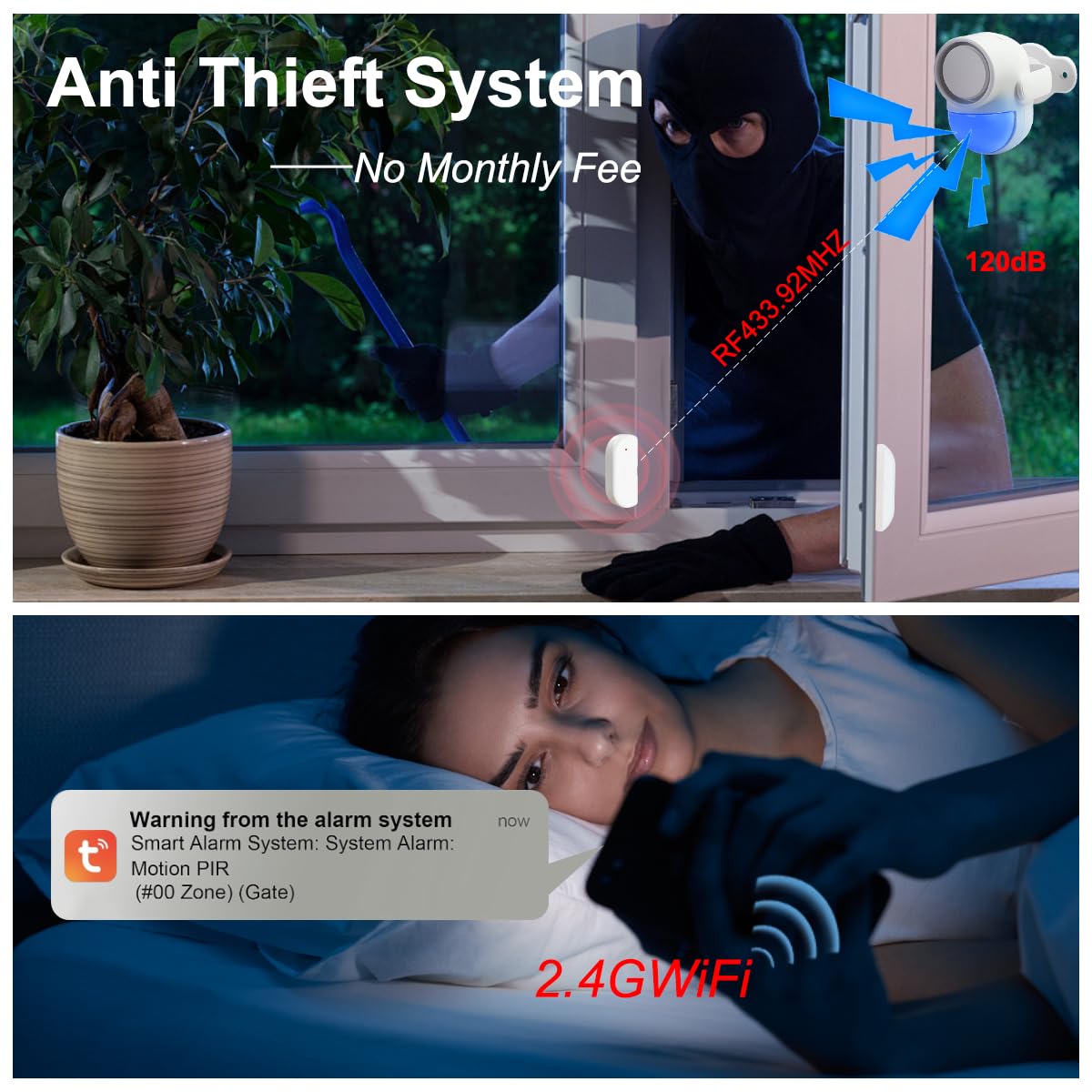 Bewegungsmelder Alarm mit 4 Türsensoren