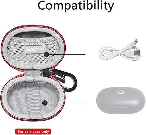 Miniatura 4 de RLSOCO Estuche de transporte para auriculares inalámbricos Anker Soundcore Space A40 con cancelación activa de ruido autoajustable - Negro (solo