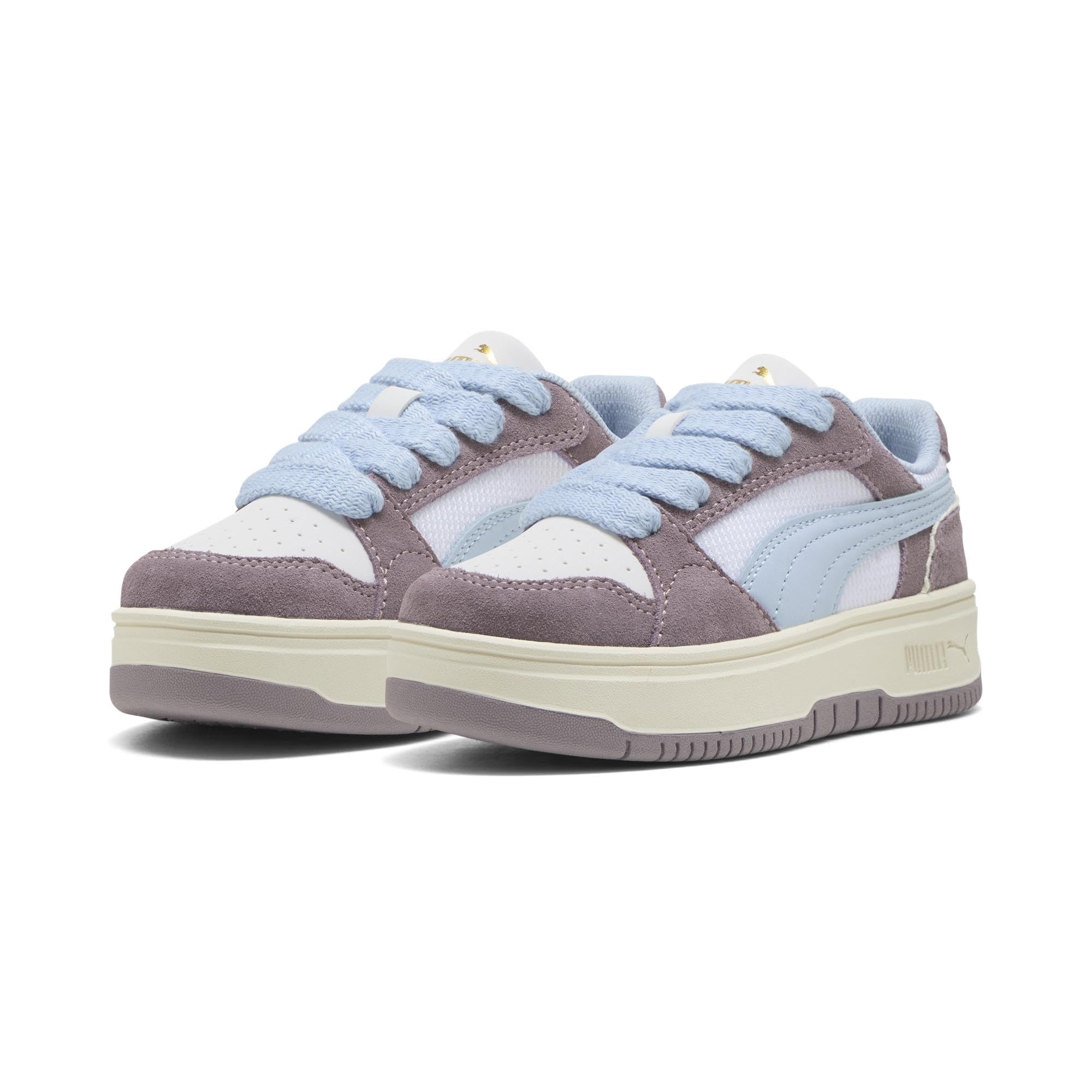 PUMA Rebound Femme MEMOIRES PS Sneaker, White-Haute Tropic-Plum JAM, 13 UK Child