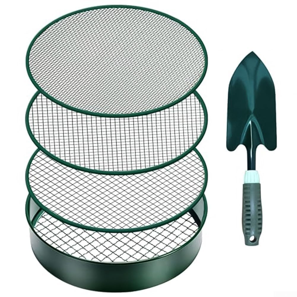 Per setaccio del suolo in acciaio inox pala da giardinaggio schermo orticolo con 4 maglie di dimensioni 3 mm 6 mm 9 mm 12 mm per il filtraggio dei detriti del terreno (telaio dello schermo)