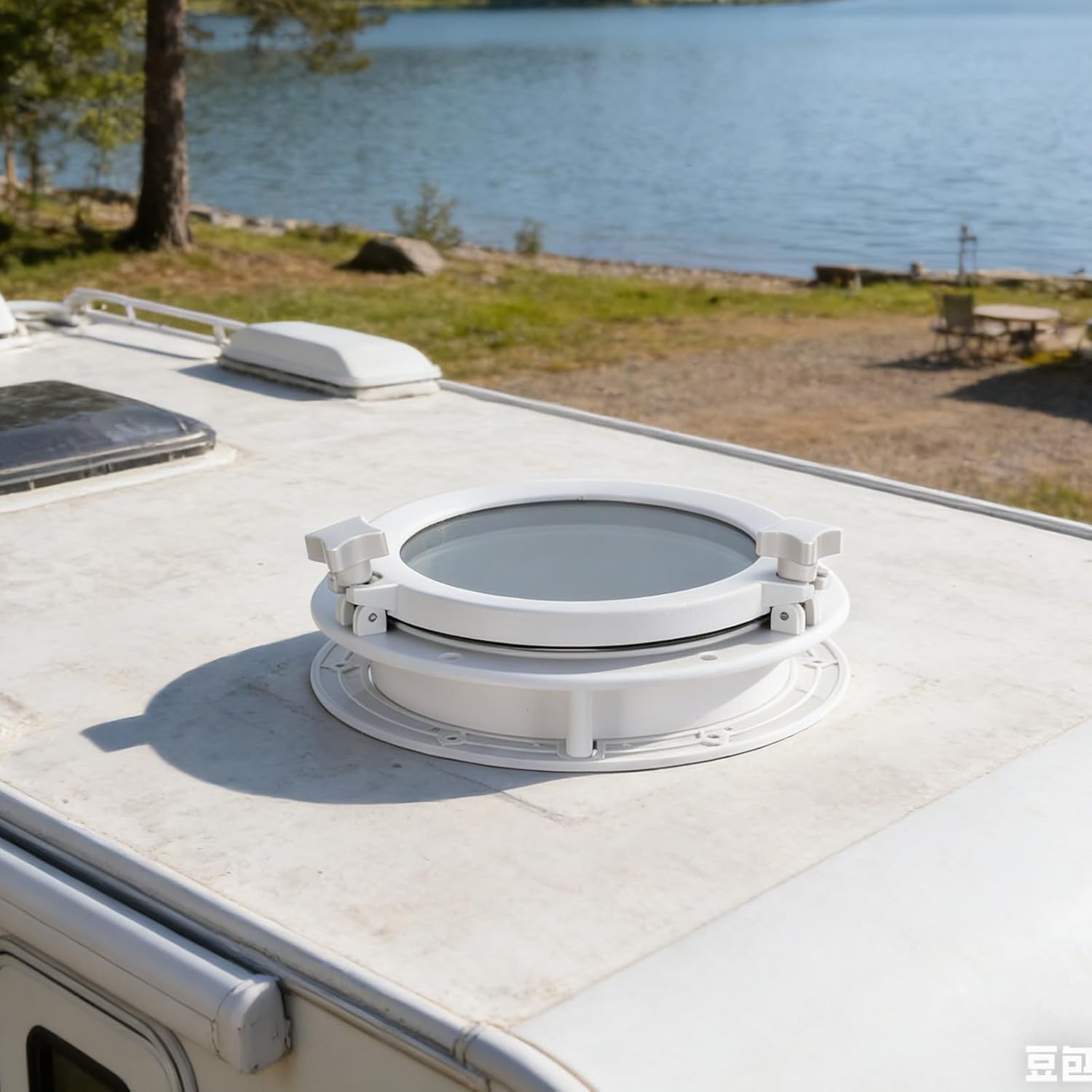 Marine Round Window Hatch - Small Porthole Hatch Kit - Porthole Window for Sea Vessel Motorhome Camper Side Light Cover 265 MM/10.4" Outer Diameter