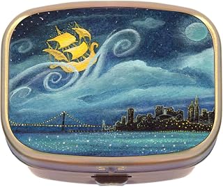 Neverland Boat Over London Brass Rectangle Pill Box