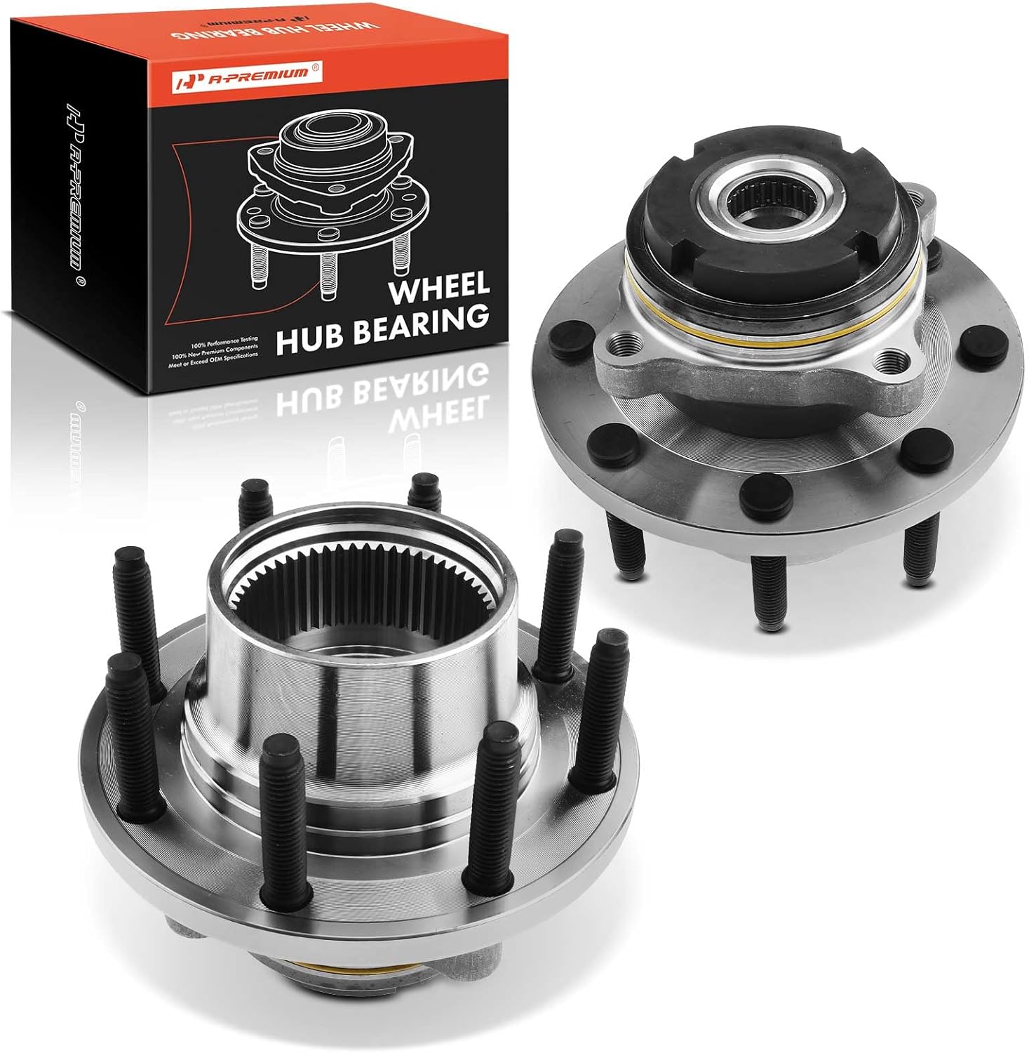 A-Premium 2 x Front Wheel Bearing and Hub Assembly with 8-Lug Compatible with Ford F-250 Super Duty 1999-2001, F-350 Super Duty 1999-2001, 4WD & 2-Wheel ABS Only