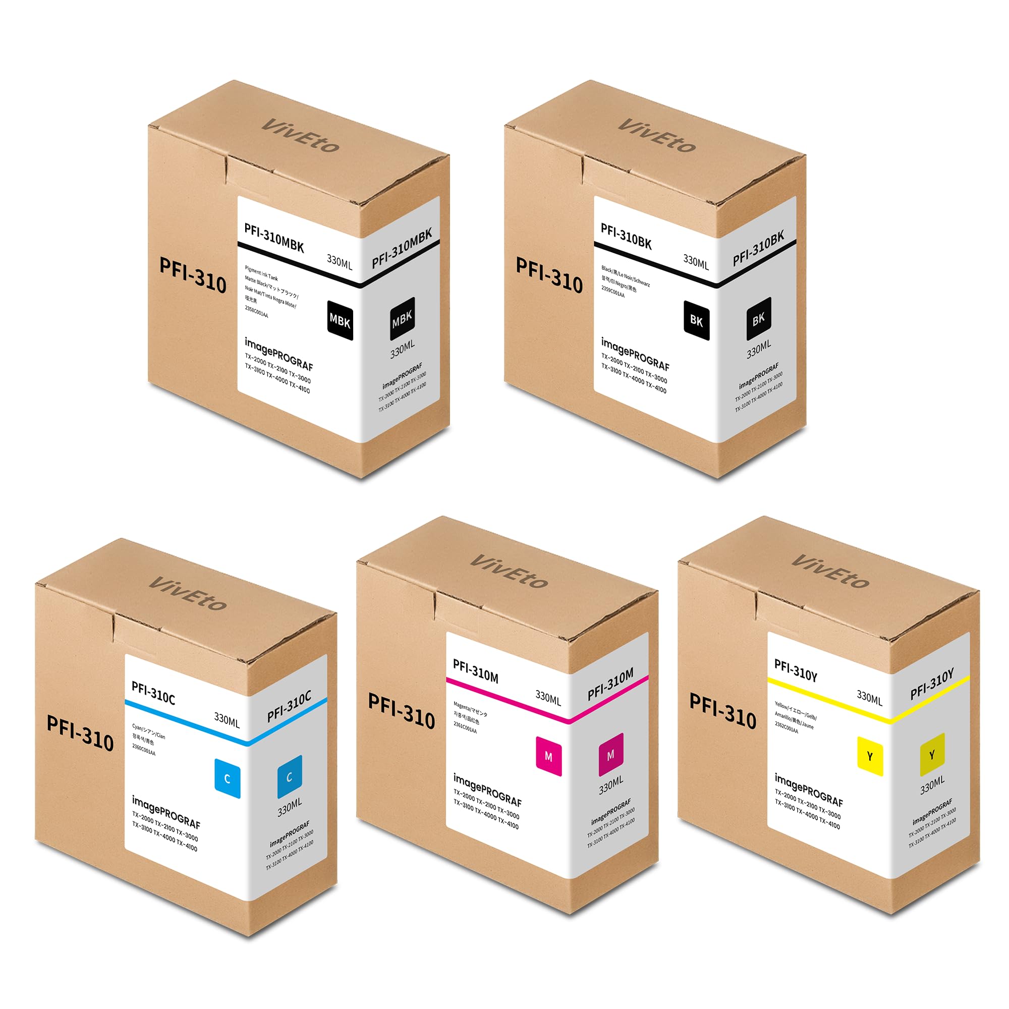 Photo 1 of VivEto PFI-310 Ink Tank 5-Pack for Canon TX Series