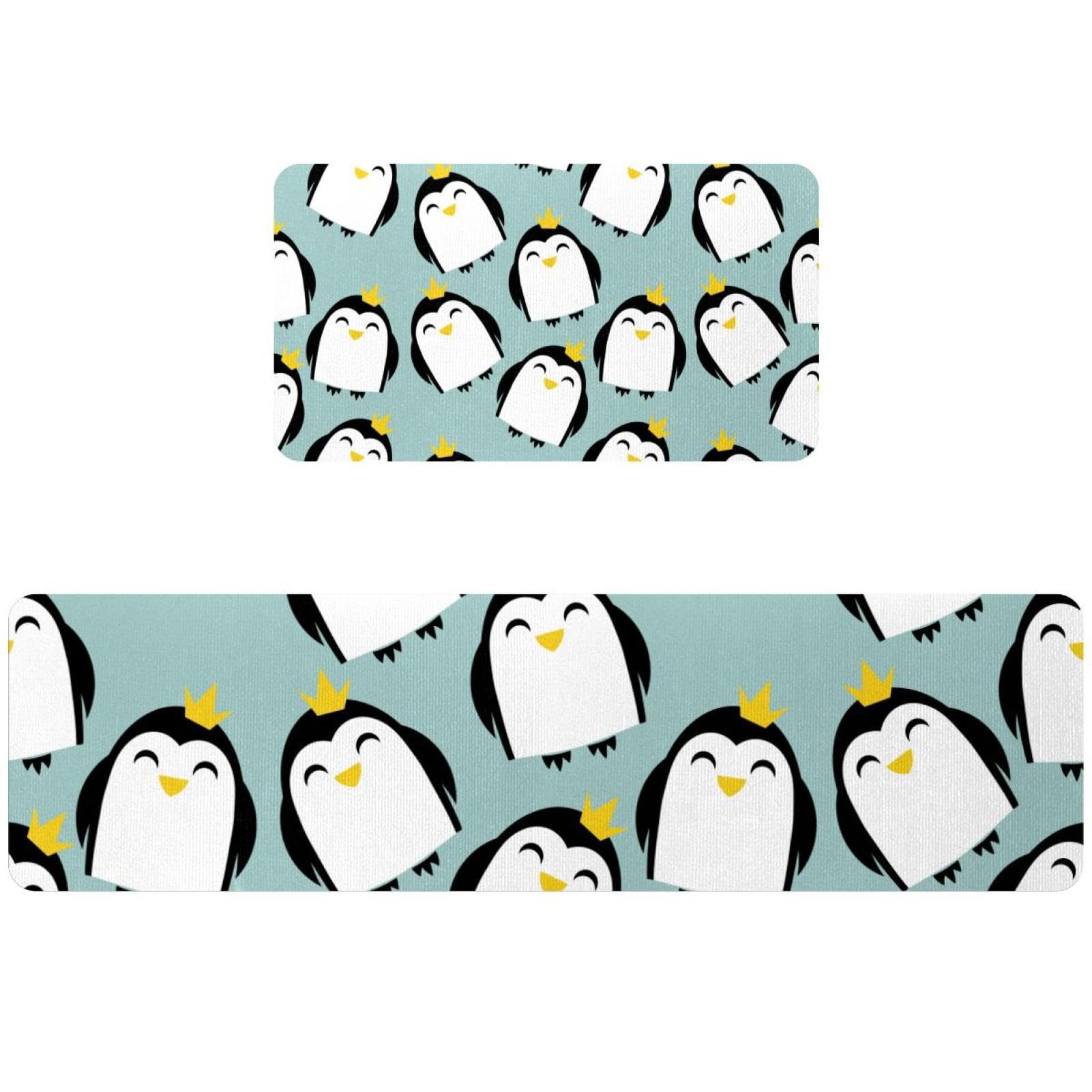 Tapete de cocina de 2 piezas con simpáticos pingüinos para suelo de hogar