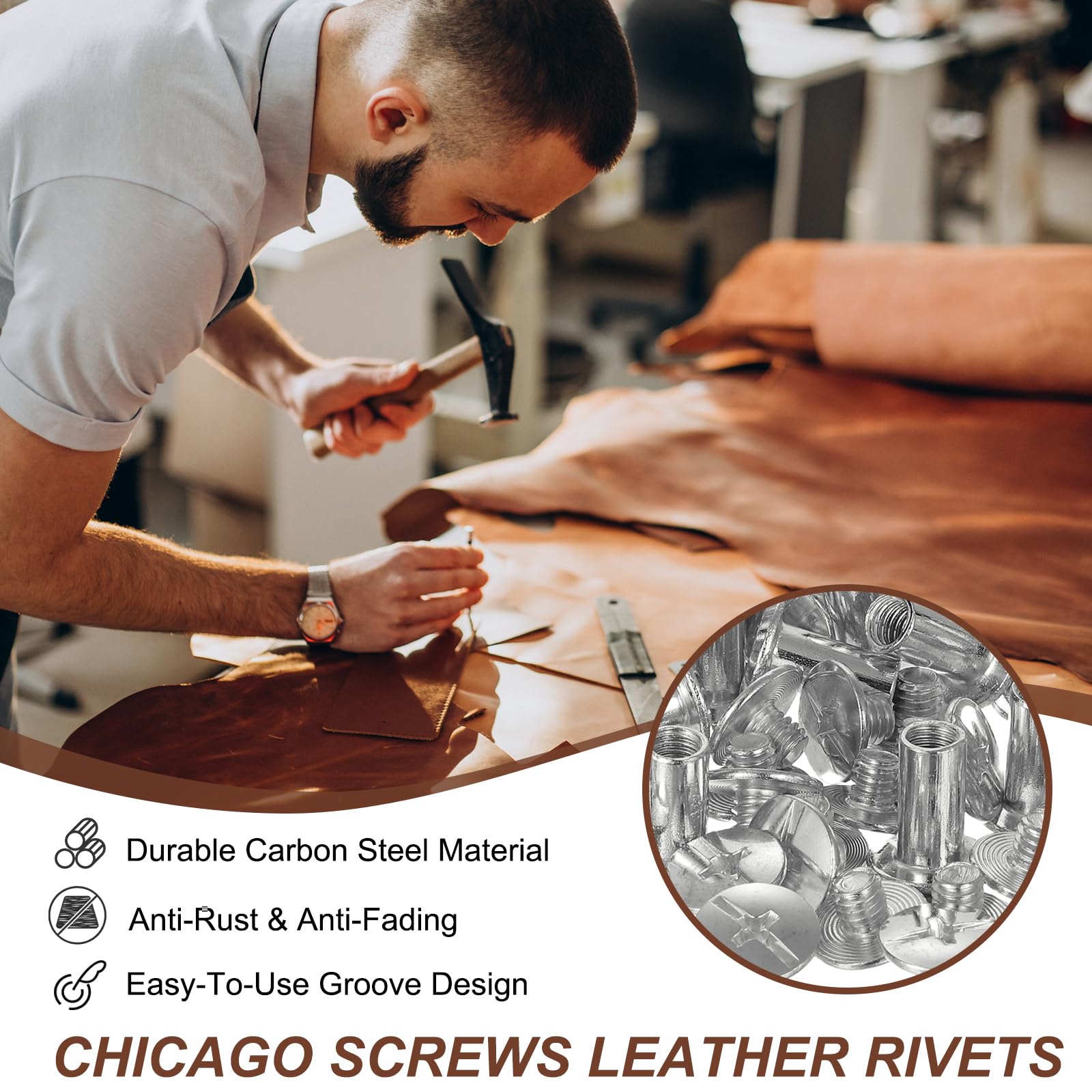 PATIKIL 15mm Chicago Screws Leather Rivets - Image 3