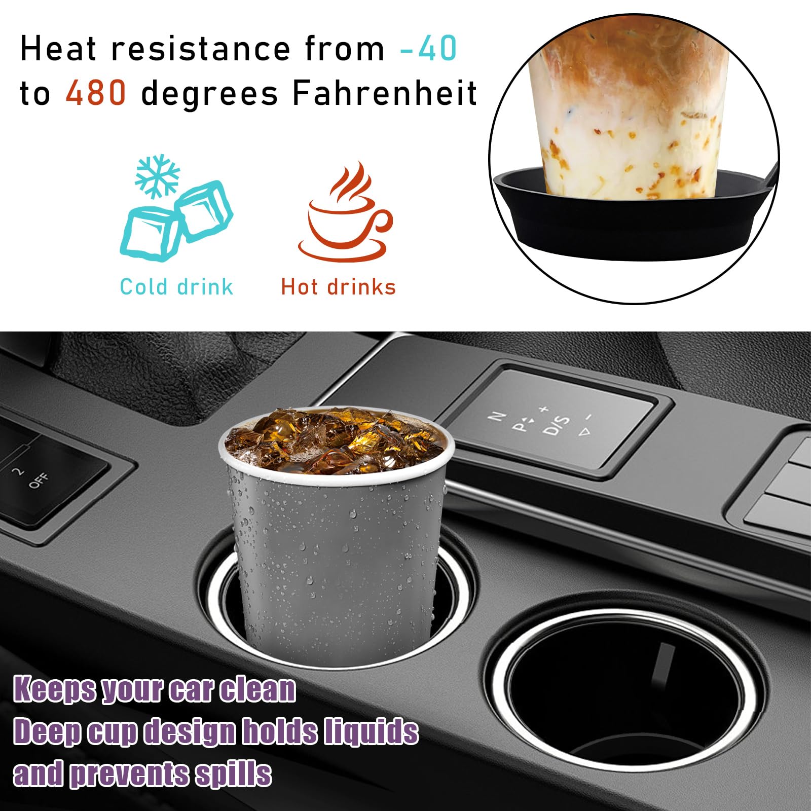 Lot De 4 Dessous De Verre Universels Antidérapants En Céramique Avec Encoche De Doigt Et Base En Liège, Accessoires D'intérieur De Voiture Pour Femme, Marbre Violet