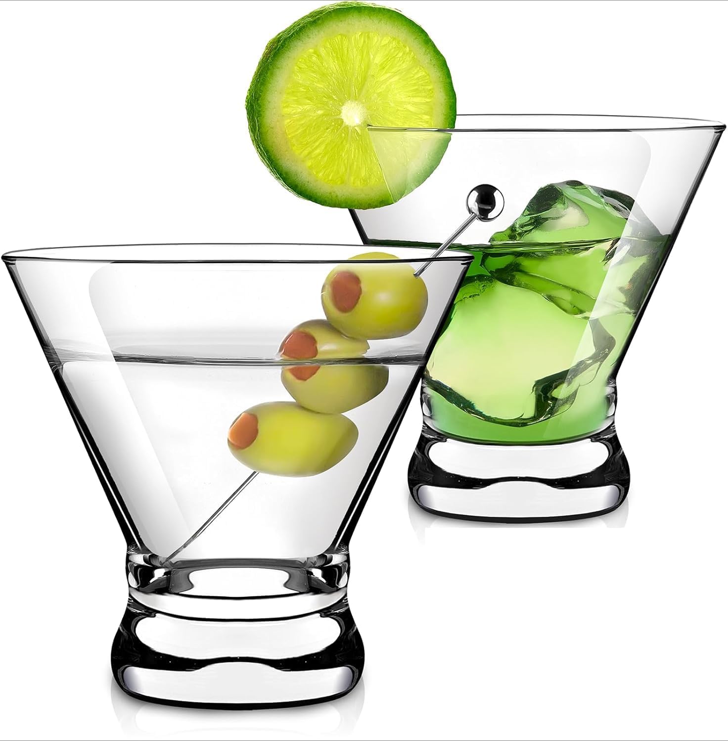 Crystal Martini Glasses, Set of 2, 8 oz Cocktail Glasses, Perfect for Martini, Cosmopolitan, and Specialty Cocktails (2 SET)