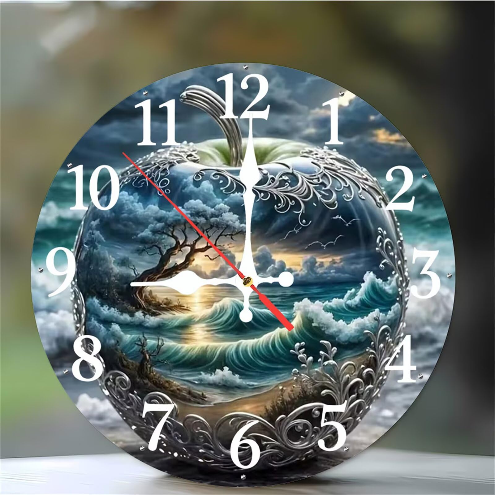 Pendule murale silencieuse 12 pouces horloge quartz à pile pour chambre à coucher