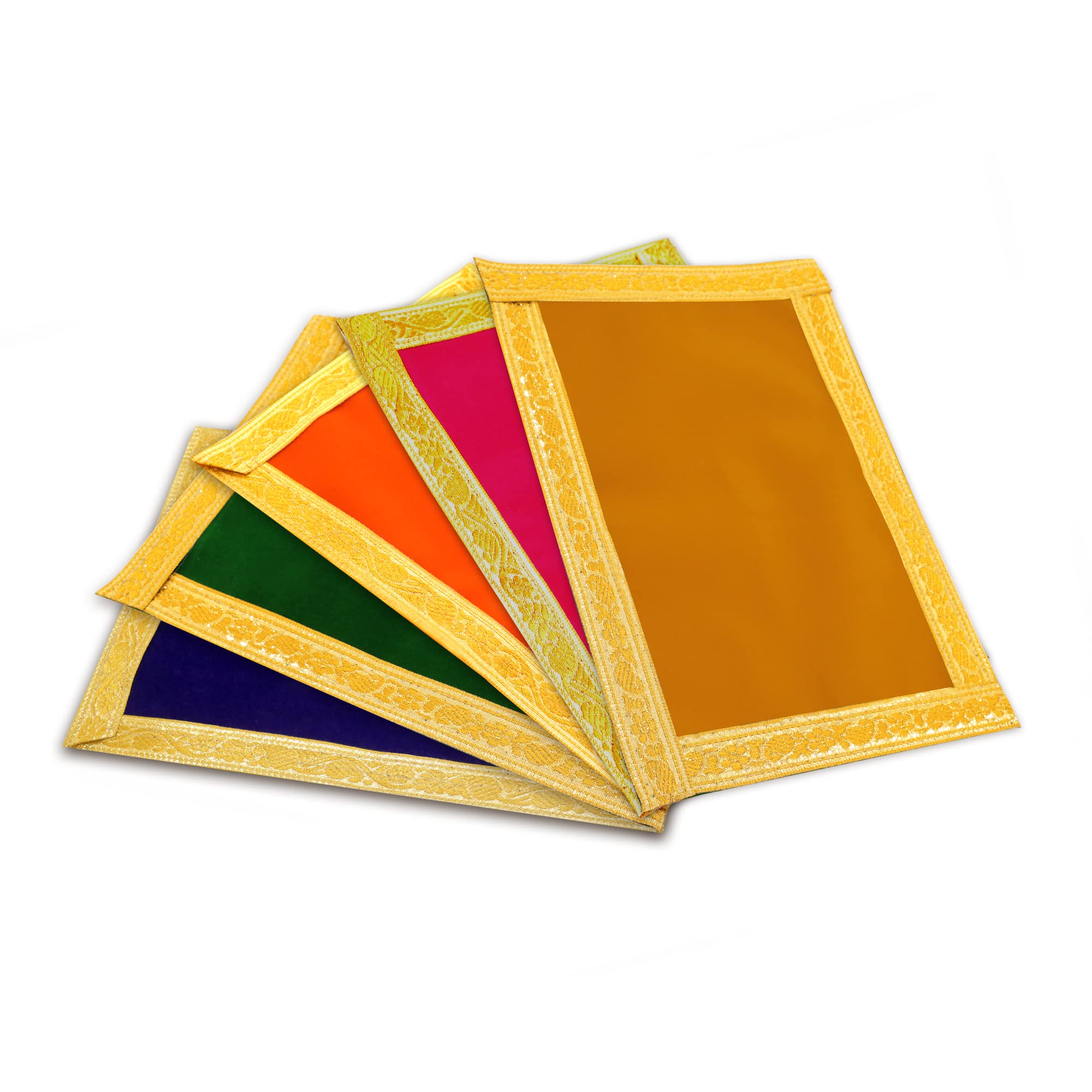 ShubhkartAssorted Velvet Aasan Pack of 5 for Puja Pooja Multipurpose