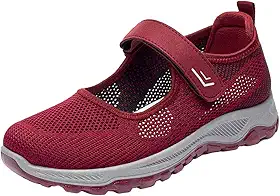 Tênis Feminino de Malha para Idosos, Respirável, Antiderrapante, para O, Sapatilha Leve, Tênis de Caminhada, Tênis Esportivo para Jogging, V