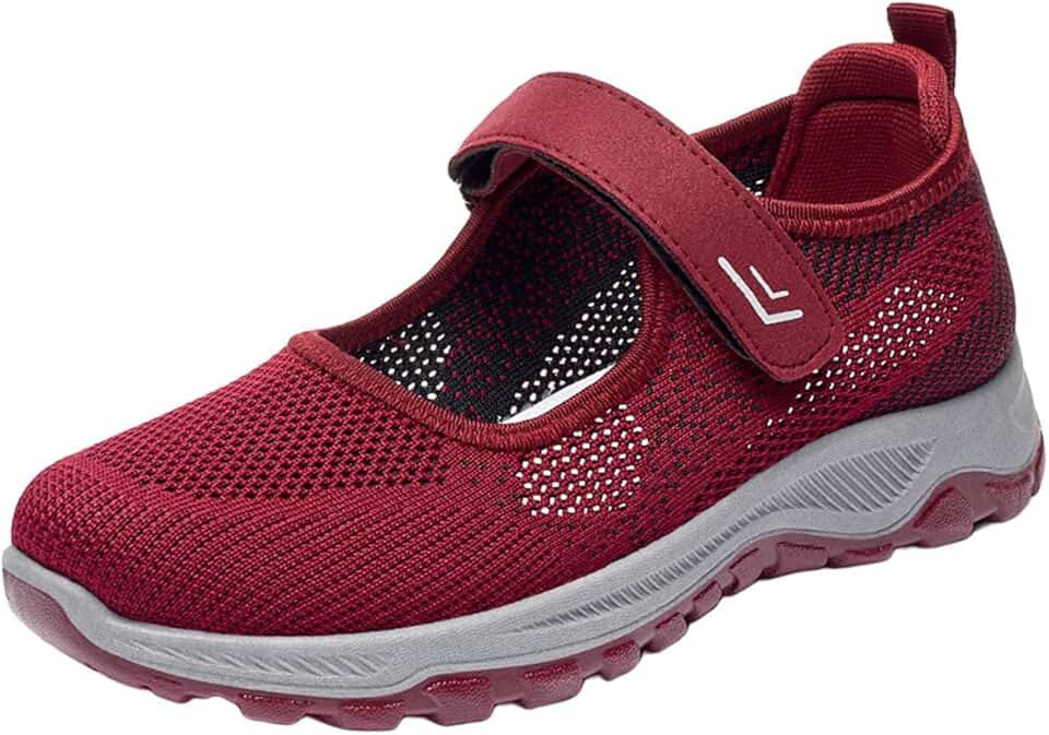 Tênis Feminino de Malha para Idosos, Respirável, Antiderrapante, para O, Sapatilha Leve, Tênis de Caminhada, Tênis Esportivo para Jogging, V