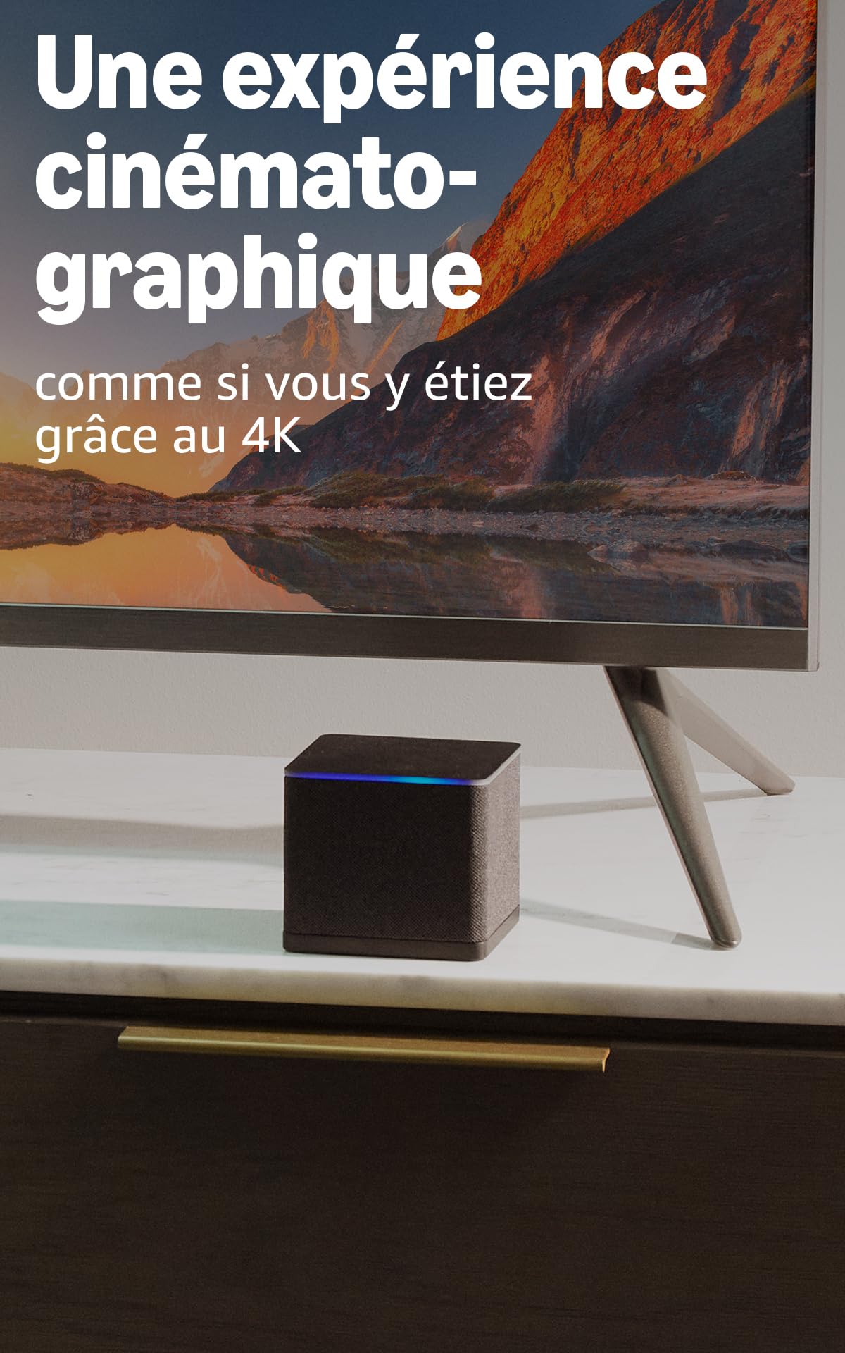 Amazon Fire TV Cube (Nouvelle génération), Lecteur multimédia en streaming, Expérience mains-libres, Wi-Fi 6E, 4K Ultra HD; trouvez vos séries plus rapidement avec Alexa+