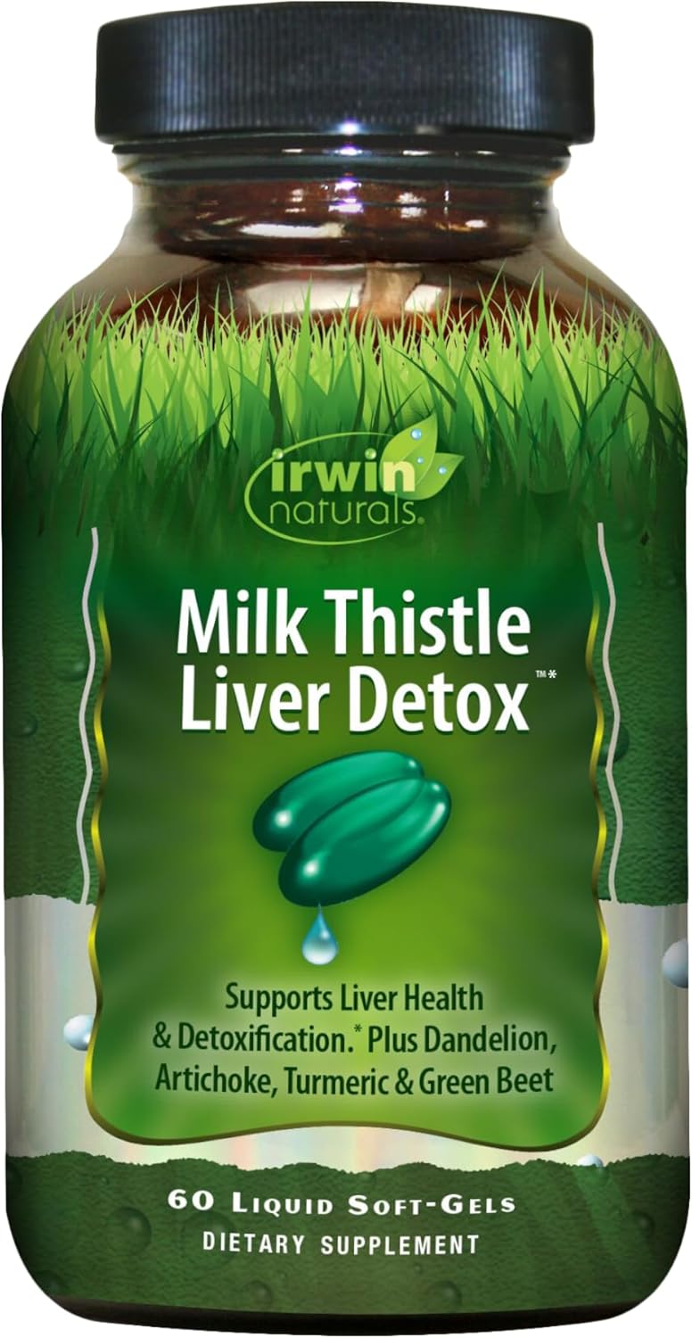 Irwin Naturals Milk Thistle Liver Detox – 60 Liquid Softgels – Supports Liver Health with Dandelion, Artichoke, Turmeric & Green Beet Root
