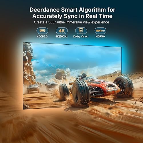 Miniatura 2 de deerdance Retroiluminación LED para Smart TV con sincronización HDMI2.0 4K60Hz, tira de luces LED y cambio de color controlado por aplicación para