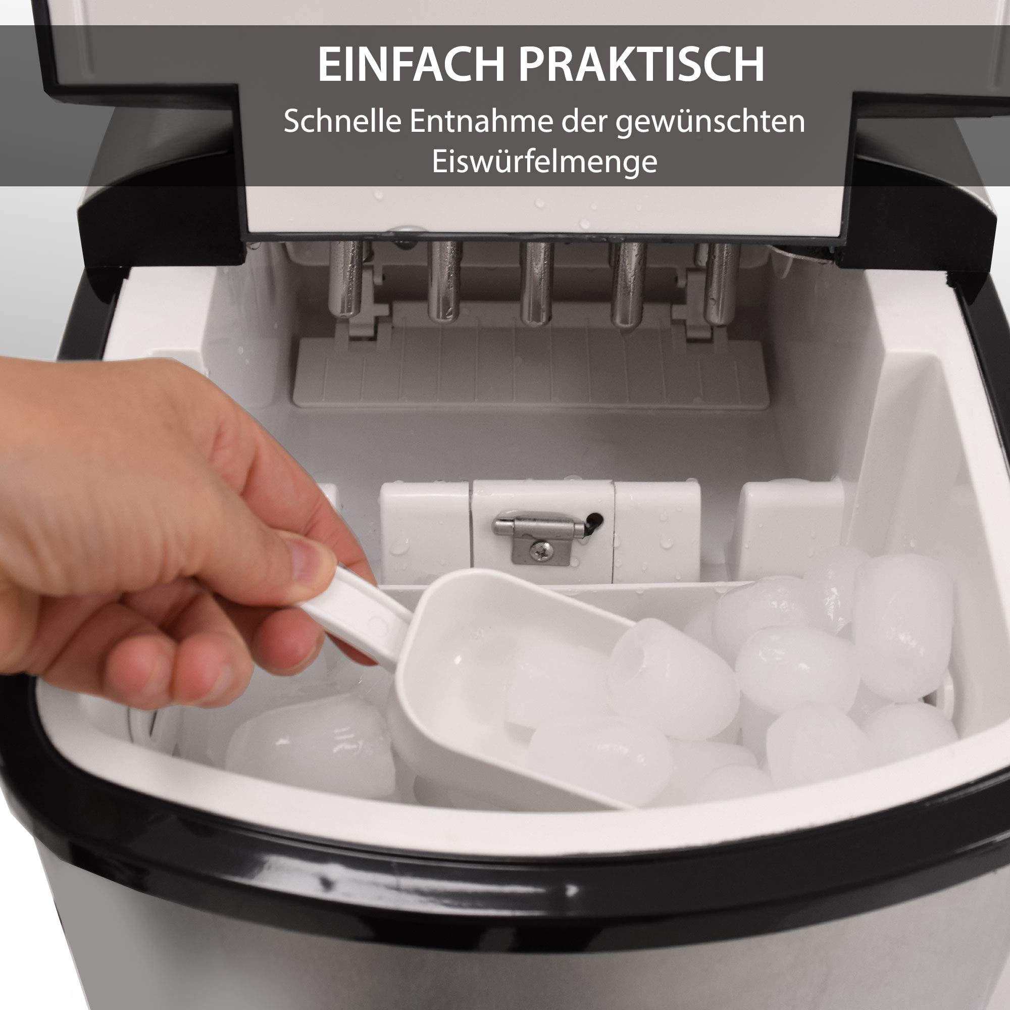 Gino Gelati GG-175W Digitaler Edelstahl Eiswürfelbereiter Eiswürfelmaschine Icemaker max. 15 Kg/24 h