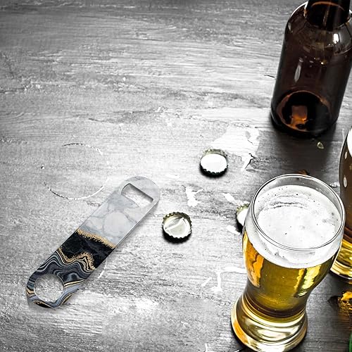 Miniatura 4 de Abrebotellas plano de acero inoxidable  Abrebotellas de cerveza duradero para el hogar, cocina, bar, restaurante, fiesta, 7 pulgadas (negro, mármol